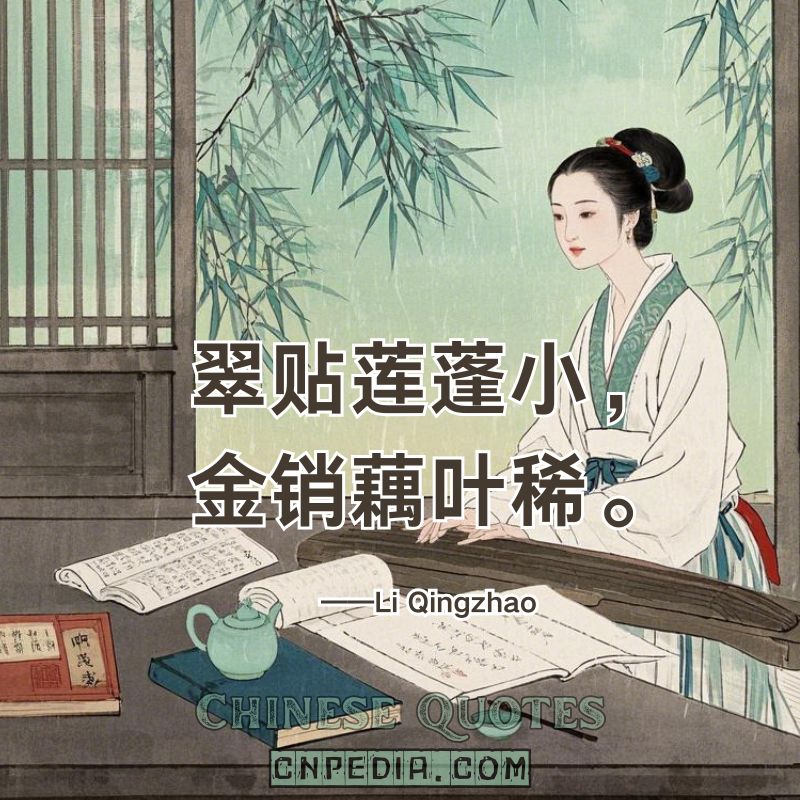https://www.cnpedia.com/wp-content/uploads/2025/03/Jade-adorns-tiny-lotus-pods-gold-fades-on-sparse-leaves.%EF%BC%88%E7%BF%A0%E8%B4%B4%E8%8E%B2%E8%93%AC%E5%B0%8F%EF%BC%8C%E9%87%91%E9%94%80%E8%97%95%E5%8F%B6%E7%A8%80%E3%80%82%EF%BC%89%E2%80%94%E2%80%94Li-Qingzhao-1084-%E2%80%93-1155.jpg