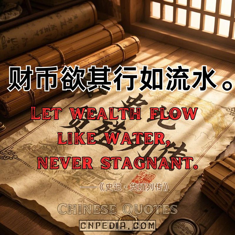 Let wealth flow like water, never stagnant.——Records of the Grand Historian（财币欲其行如流水。）